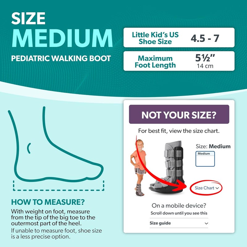 BraceAbility Pediatric Walking Boot - Children's Medical Walker Orthopedic CAM Support Shoe for Youth Ankle Break Injury, Kid's Stress Metatarsal Bone Fracture, Broken Foot or Toe Recovery Cast (M) - Image 2
